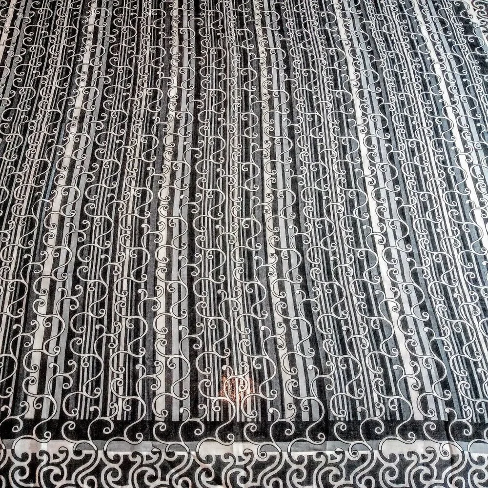 Tugra Sport Black & White Swirl Print Square Scarf